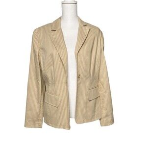 I.E. Blazer Women 12 Brown Tan One Button Jacket Careerwear Office single breast